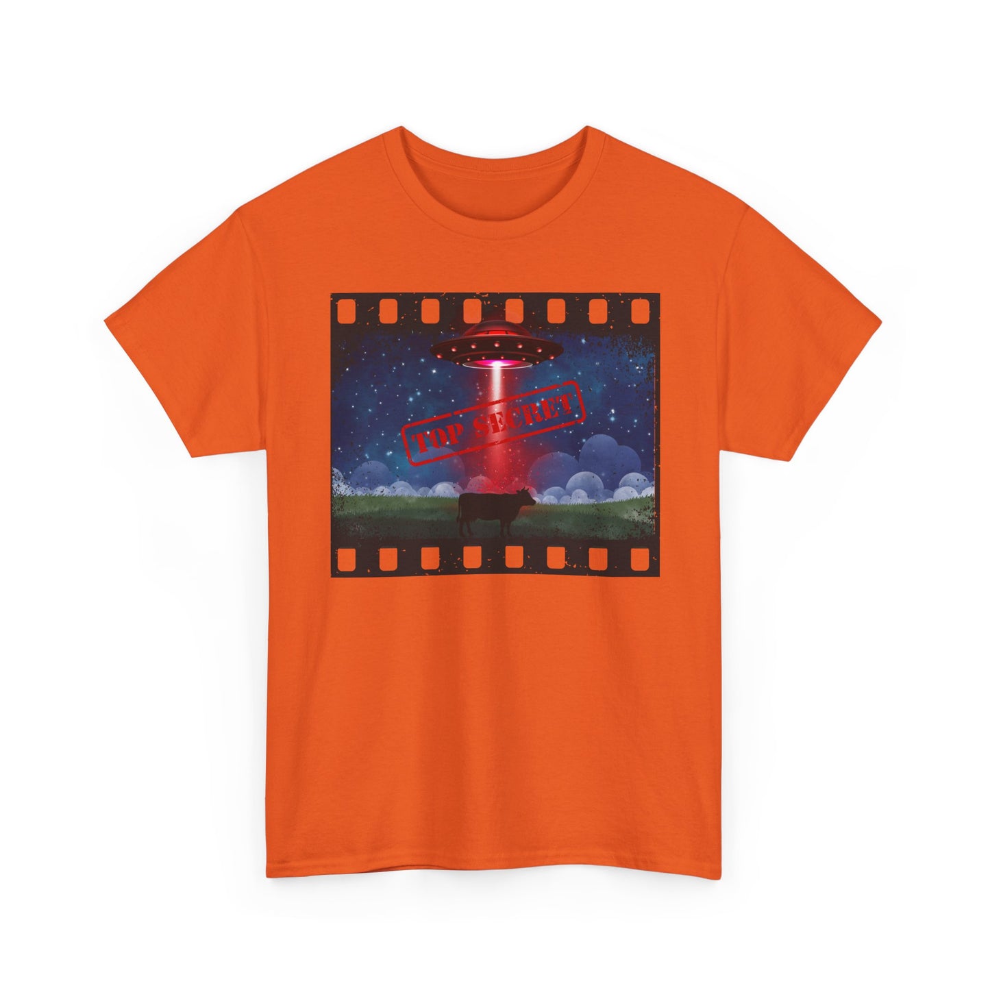 COW & UFO Tee | Unisex Heavy Cotton T-Shirt, Alien Design, Sci-Fi Merchandise, Casual Wear, Gift for Extraterrestrial Fans