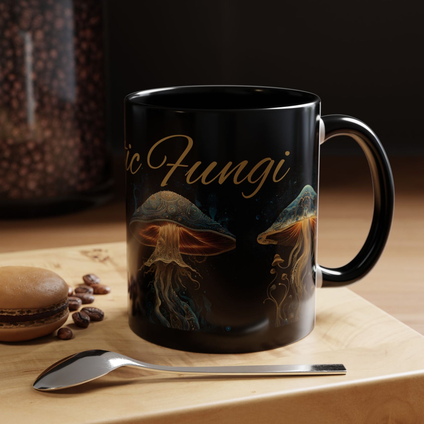 Dark Fantastic Fungi Coffee Mug - Magical Ocean Mushroom Art (11/15oz)