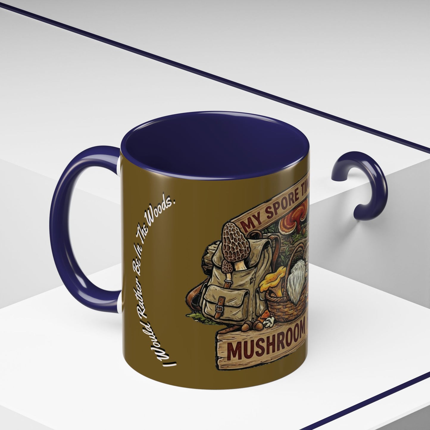 Mushroom Hunting Coffee Mug – "My Spore Time Is Spent" Rustic Forager Accent Mug