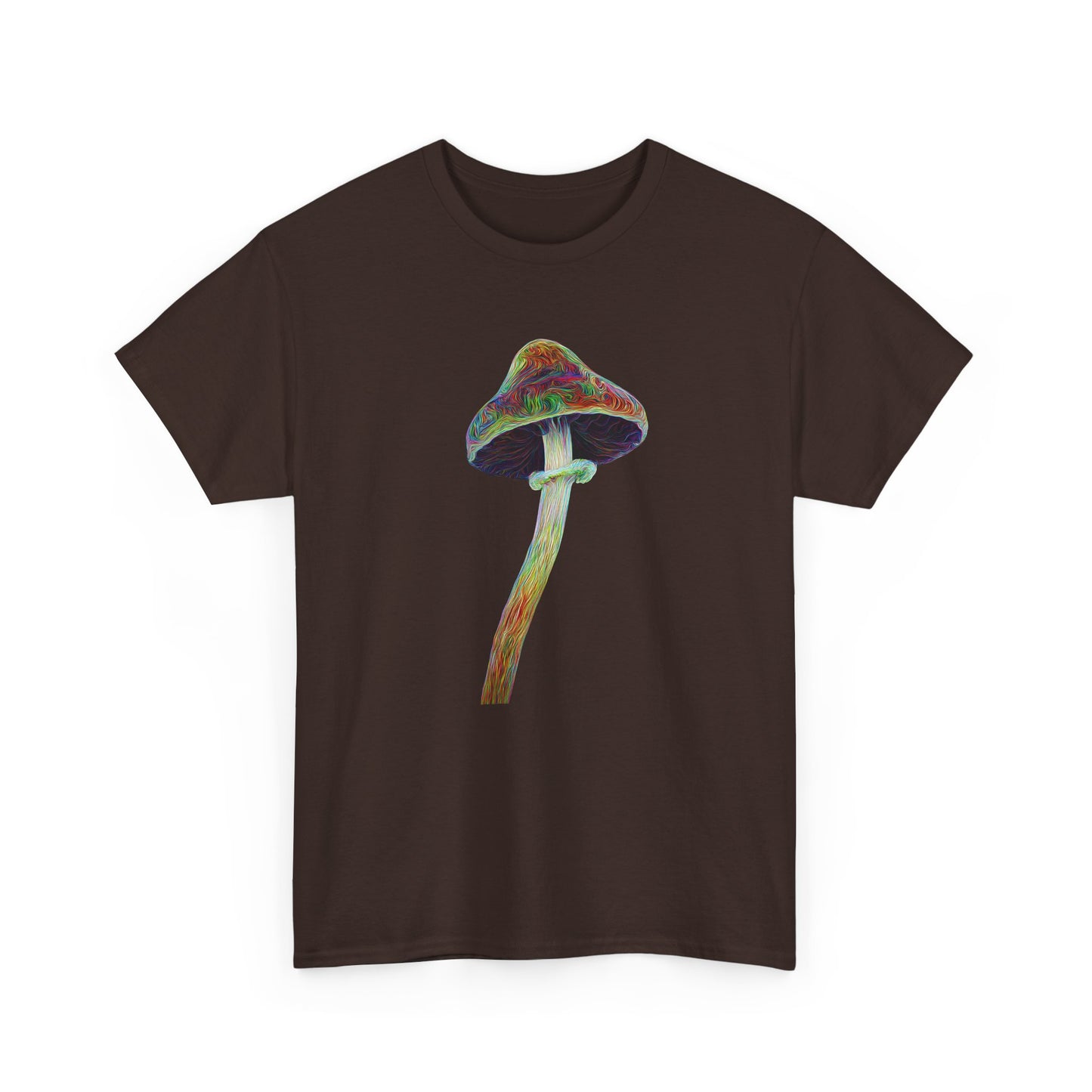 Colorful Psychedelic Mushroom2 - Tee, Unisex Heavy Cotton T-Shirt, Vibrant Graphic Shirt, Perfect for Festivals, Eco-friendly Gift, Casual Wear
