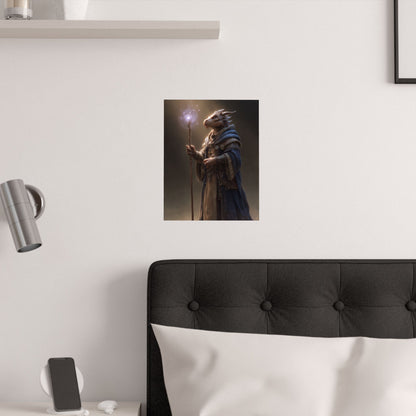 Dragonborn Wizard Satin Poster — Fantasy Dragonborn Mage Art Print