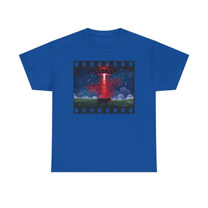 COW & UFO Tee | Unisex Heavy Cotton T-Shirt, Alien Design, Sci-Fi Merchandise, Casual Wear, Gift for Extraterrestrial Fans