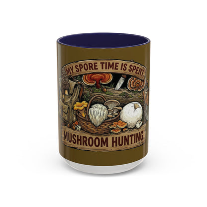 Mushroom Hunting Coffee Mug – "My Spore Time Is Spent" Rustic Forager Accent Mug