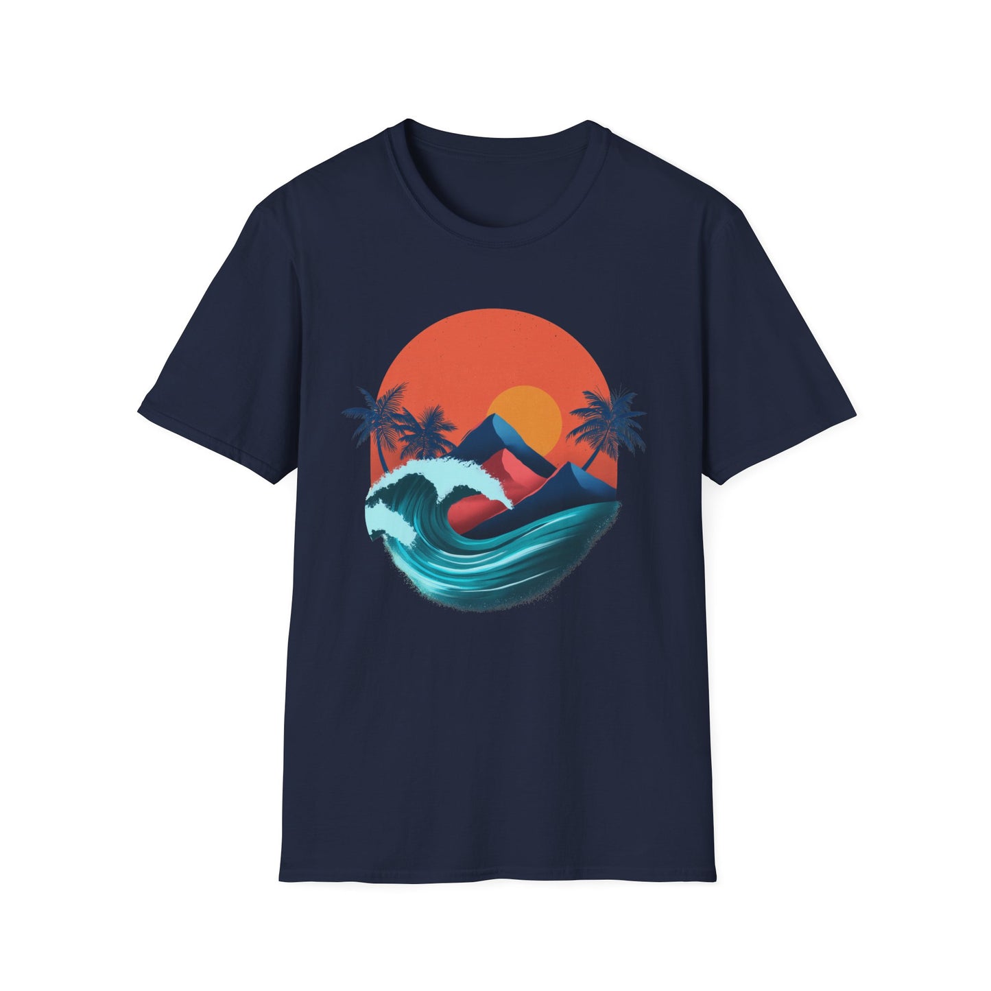 Surf Sunset Wave T-Shirt — Retro Palm Wave Beach Tee