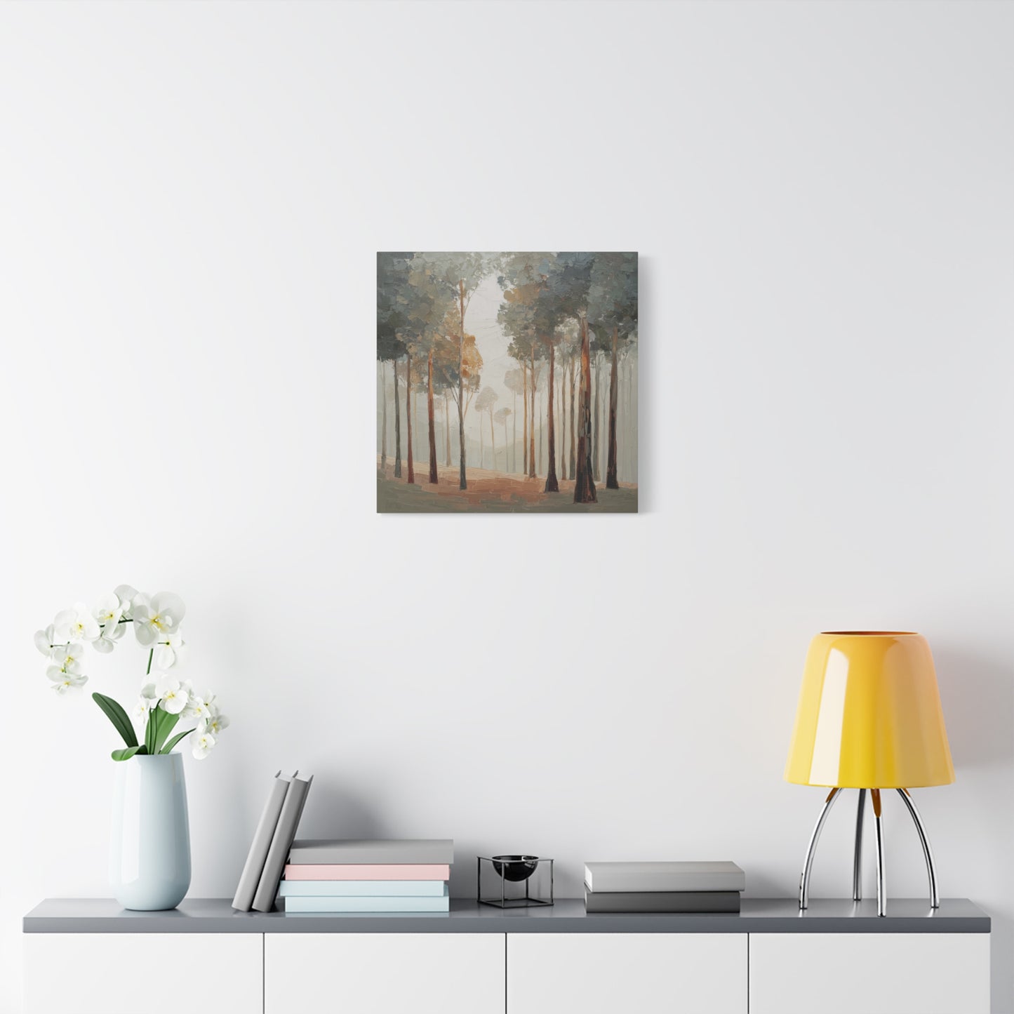Misty Woods -Artistic Forest Landscape Canvas Print, Nature Decor, Home Wall Art, Bohemian Home Decor.