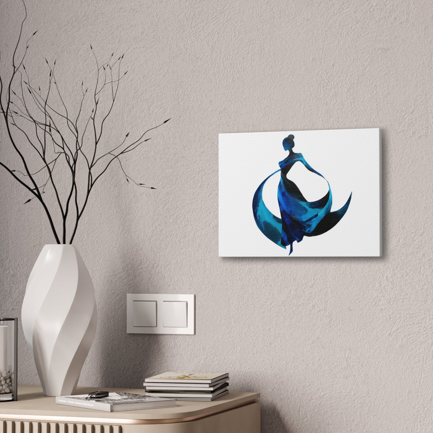 Dancing with the Water Series #1 -Elegant Art Canvas Print, Blue Dress Wall Decor, Feminine Artwork, Home Decor Gift, Birthday or Wedding Decoration