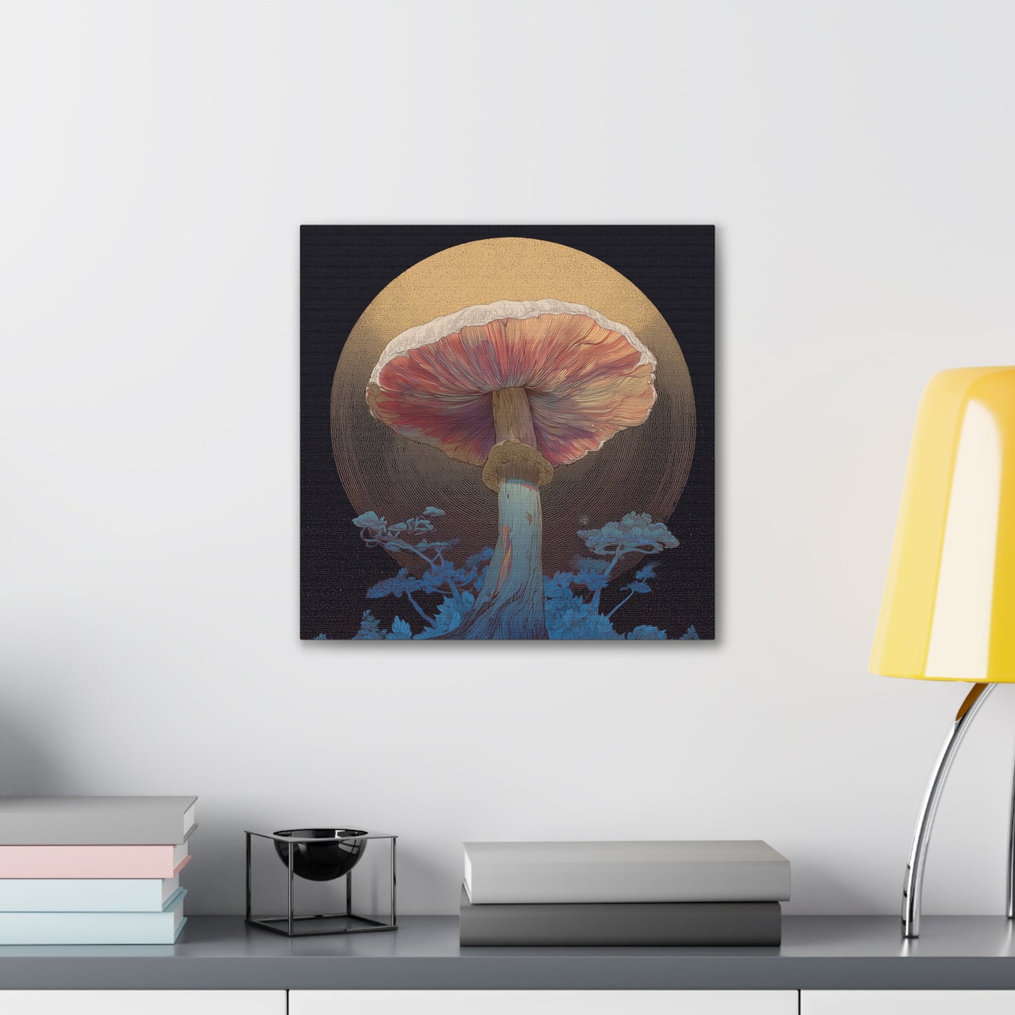 Forest Light -Mushroom Canvas Art, Stretched Wall Decor, Bohemian Home Decor, Psychedelic Wall Art, Nature-Inspired Art