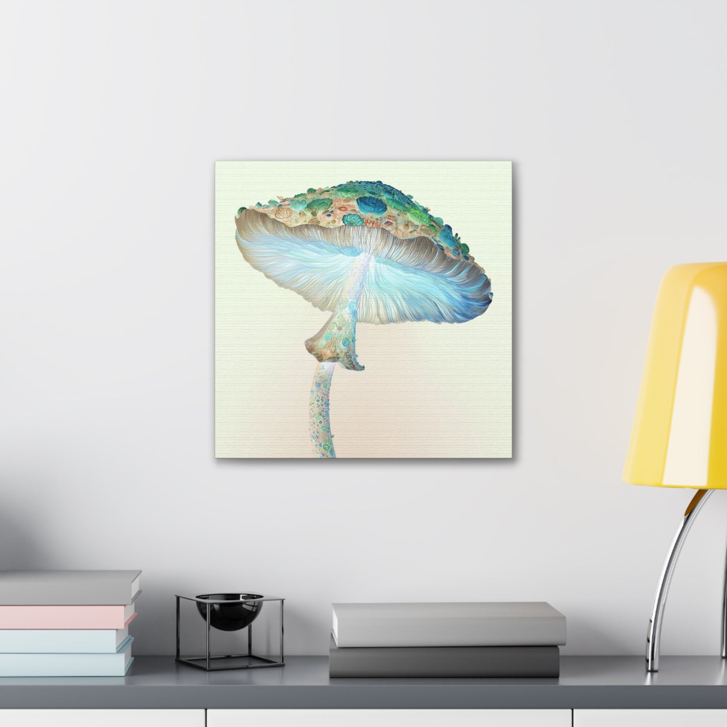 Flower Cap Inverse -Mushroom Canvas Art, Stretched Wall Decor, Bohemian Home Decor, Psychedelic Wall Art, Nature-Inspired Art