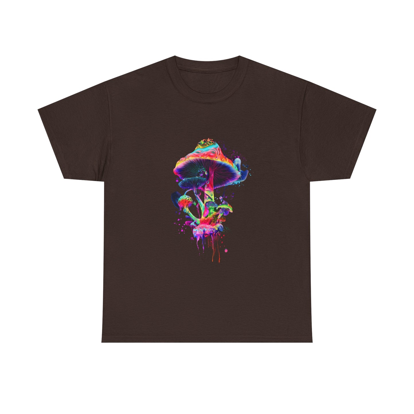 Colorful Psychedelic Mushroom Tee, Unisex Heavy Cotton T-Shirt, Vibrant Graphic Shirt, Perfect for Festivals, Eco-friendly Gift, Casual Wear