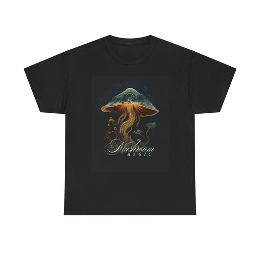 Mushroom Magic T-Shirt Black— Psychedelic Glowing Mushroom Graphic Tee