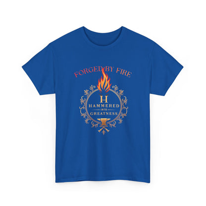 Forged By Fire T‑Shirt — Flaming Torch Crest Graphic Tee