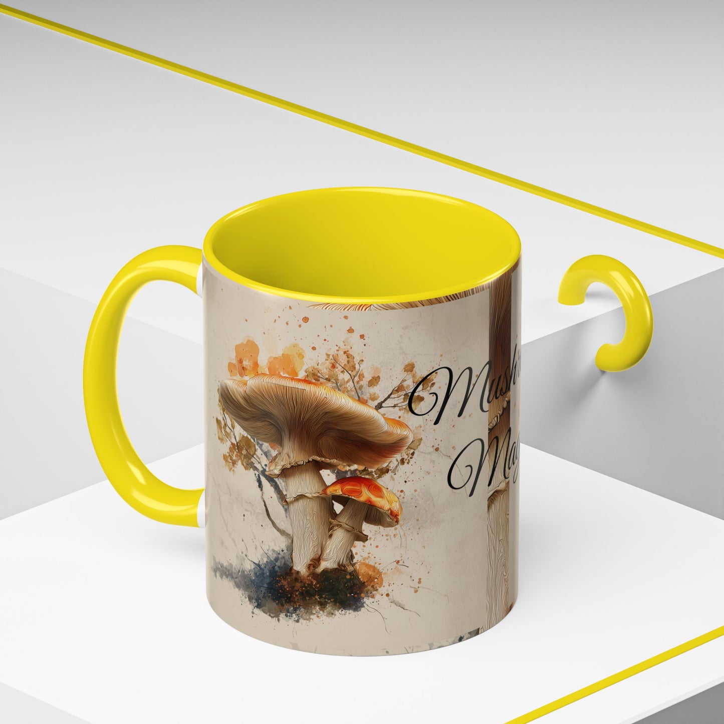 Mushroom Magic Accent Coffee Mug — 11/15oz Ceramic Cup with Woodland Fungi Design