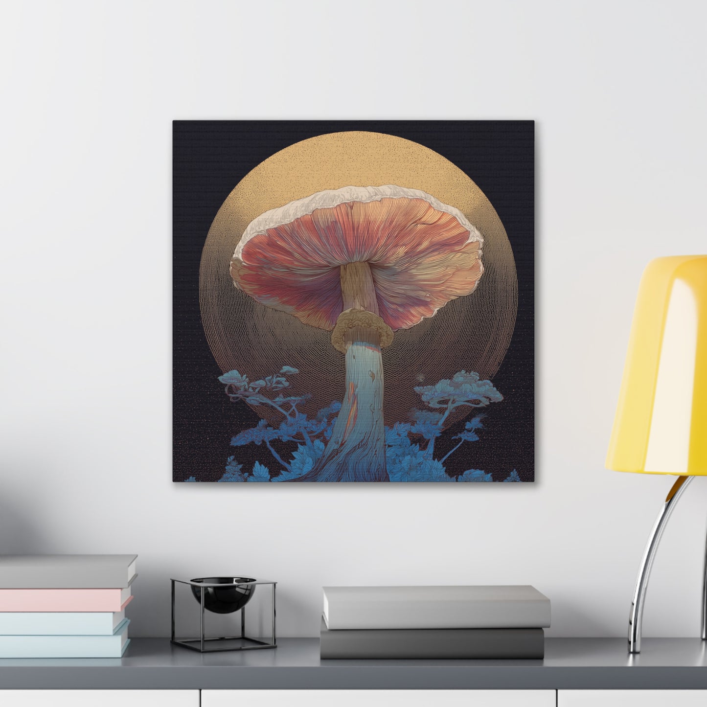Forest Light -Mushroom Canvas Art, Stretched Wall Decor, Bohemian Home Decor, Psychedelic Wall Art, Nature-Inspired Art