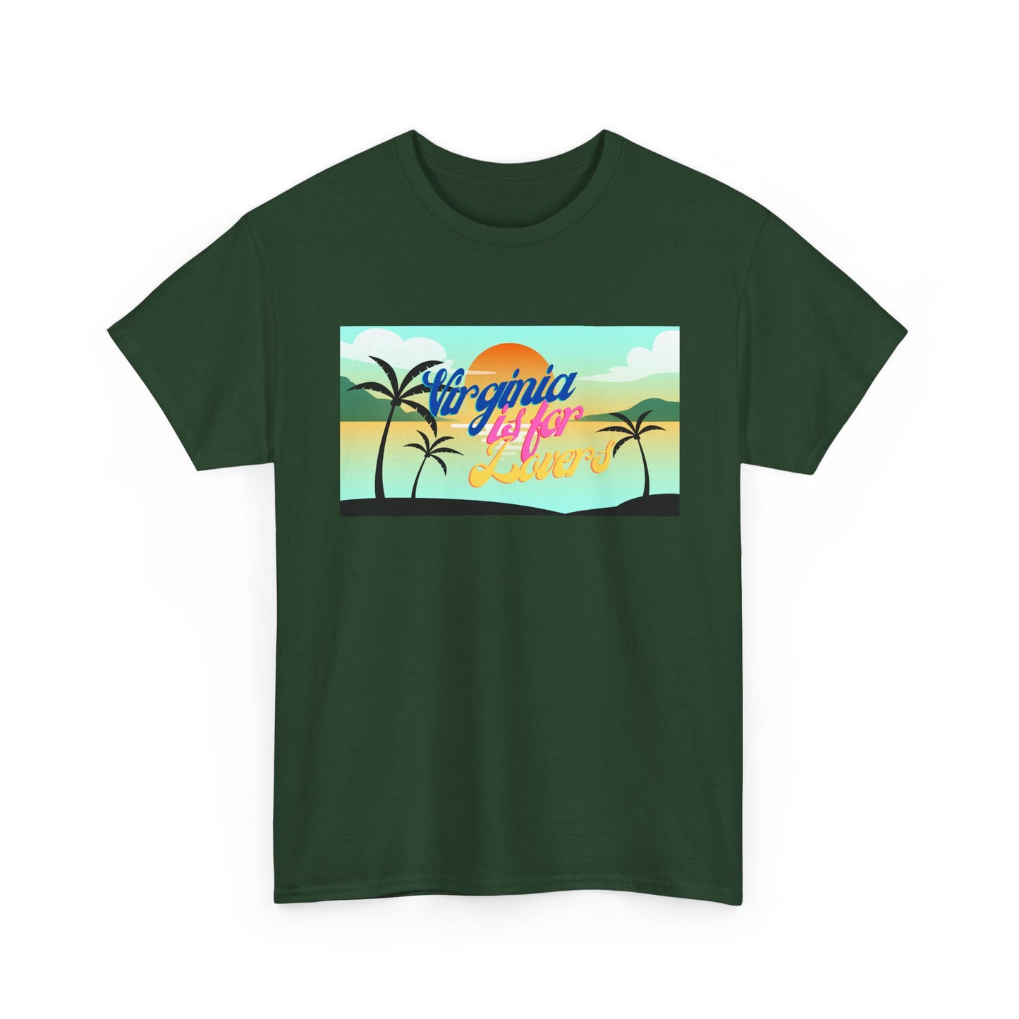 Virginia is for Lovers Dark -Vintage Sunset Graphic Tee, Beach Lover Shirt, Summer Vibe Unisex Tee, Gift for Vacation, Tropical Aesthetic Cotton Top
