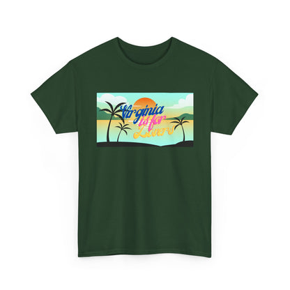 Virginia is for Lovers Dark -Vintage Sunset Graphic Tee, Beach Lover Shirt, Summer Vibe Unisex Tee, Gift for Vacation, Tropical Aesthetic Cotton Top
