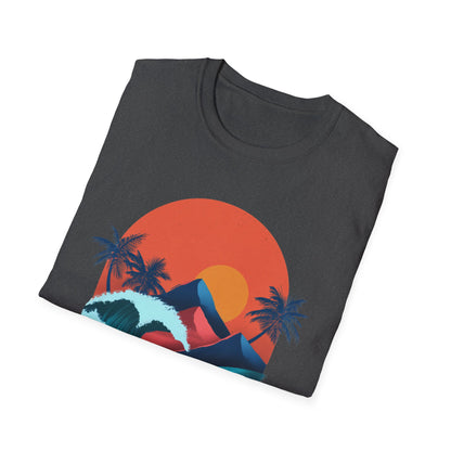 Surf Sunset Wave T-Shirt — Retro Palm Wave Beach Tee