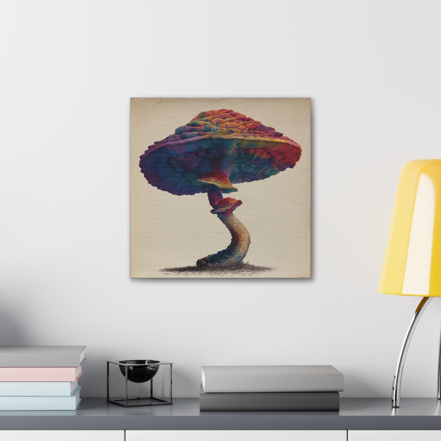 Feel the Rainbow -Mushroom Canvas Art, Stretched Wall Decor, Bohemian Home Decor, Psychedelic Wall Art, Nature-Inspired Art
