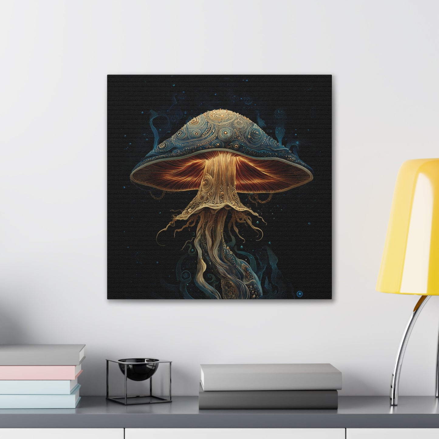 Nightlight -Mushroom Canvas Art, Stretched Wall Decor, Bohemian Home Decor, Psychedelic Wall Art, Nature-Inspired Art
