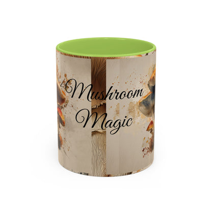 Mushroom Magic Accent Coffee Mug — 11/15oz Ceramic Cup with Woodland Fungi Design