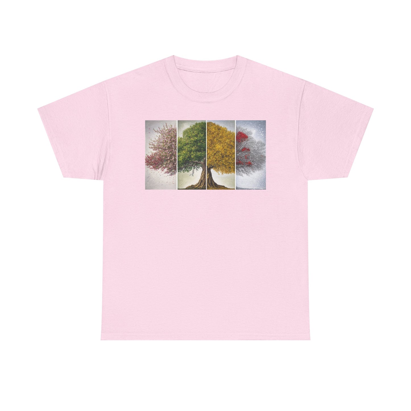 Seasonal Tree Unisex Heavy Cotton Tee | Nature Lover Gift, Fall Fashion, Eco-Friendly Apparel, Casual Wear, Outdoor Adventure