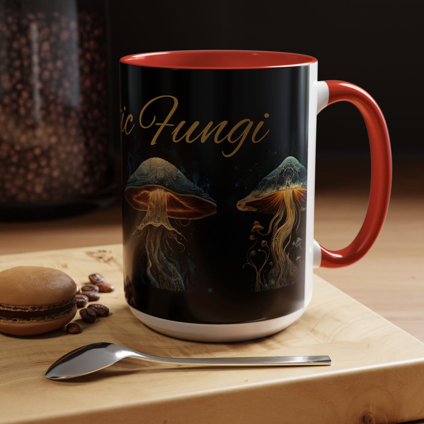 Dark Fantastic Fungi Coffee Mug - Magical Ocean Mushroom Art (11/15oz)