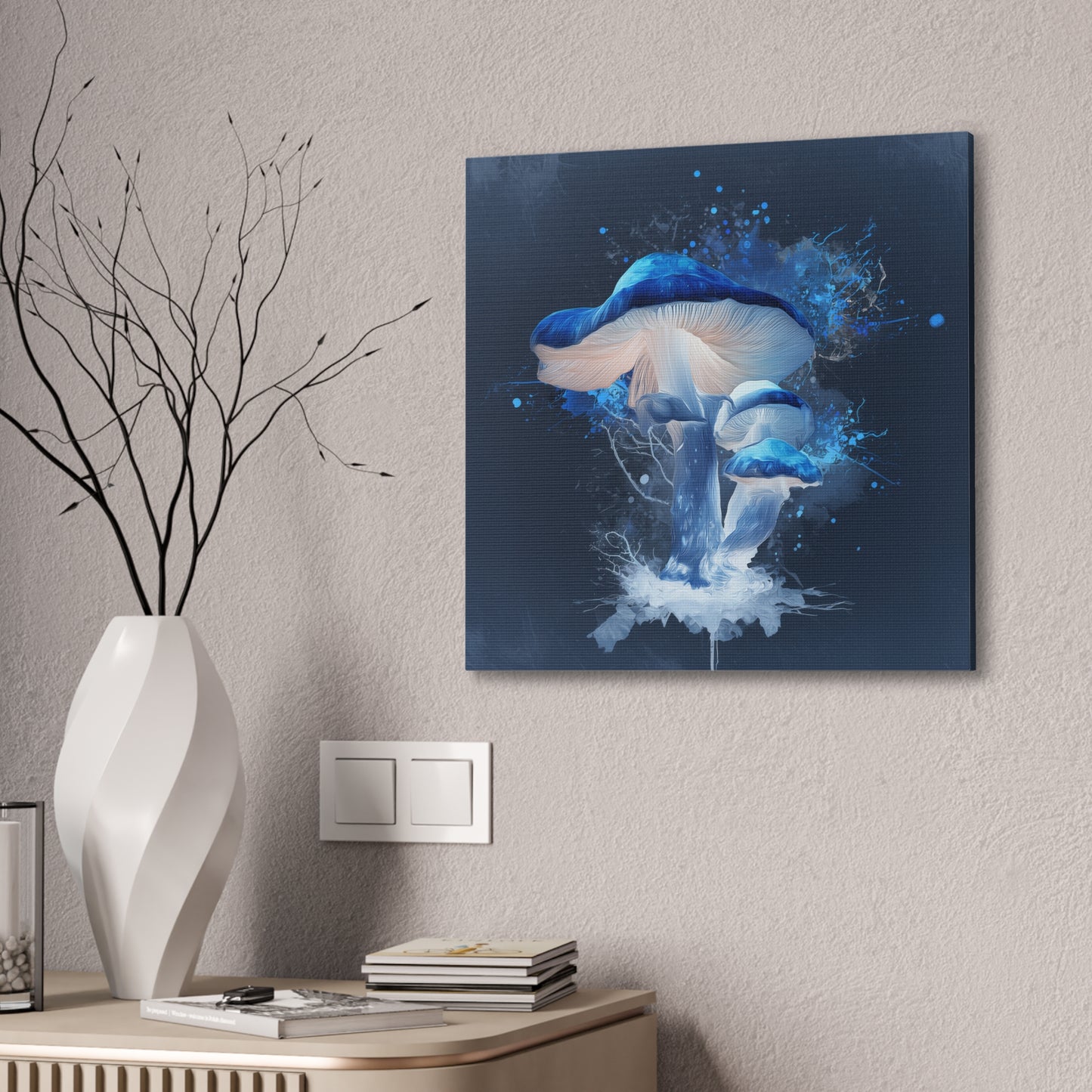 Mycelium Spread Inverse -Mushroom Canvas Art, Stretched Wall Decor, Bohemian Home Decor, Psychedelic Wall Art, Nature-Inspired Art