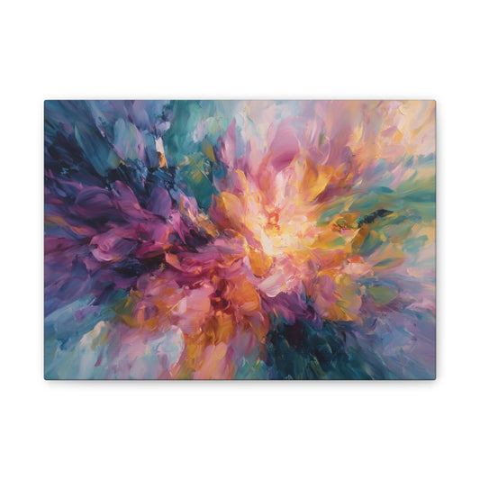 Blooming In The Sun - Vibrant Floral Canvas Stretched Art, Colorful Home Decor, Living Room Wall Art, Gift for Art Lovers, Modern Artwork