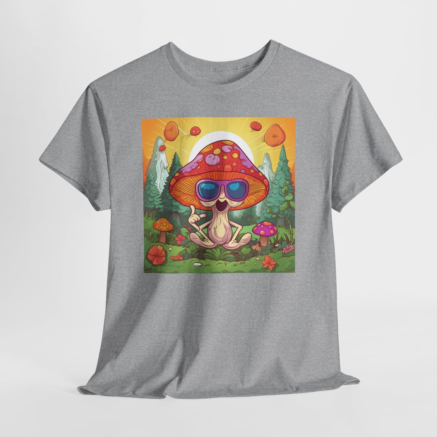 Whimsical Mushroom Tee, Casual T-Shirt, Gift for Nature Lovers, Eco-Friendly Apparel, Unisex Graphic Shirt
