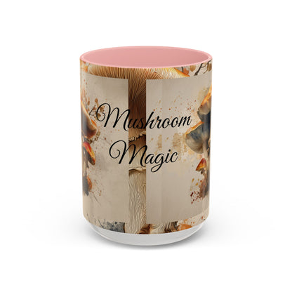 Mushroom Magic Accent Coffee Mug — 11/15oz Ceramic Cup with Woodland Fungi Design