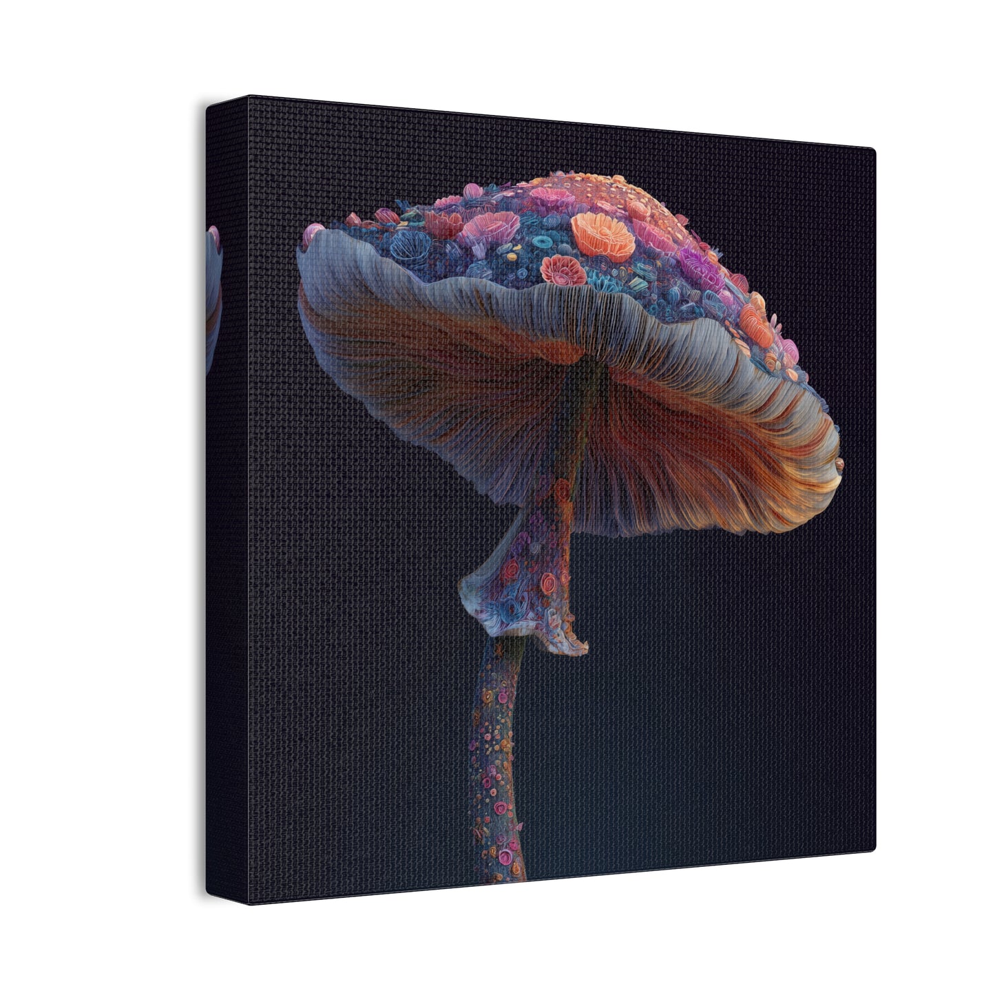 Flower Cap-Mushroom Canvas Art, Stretched Wall Decor, Bohemian Home Decor, Psychedelic Wall Art, Nature-Inspired Art