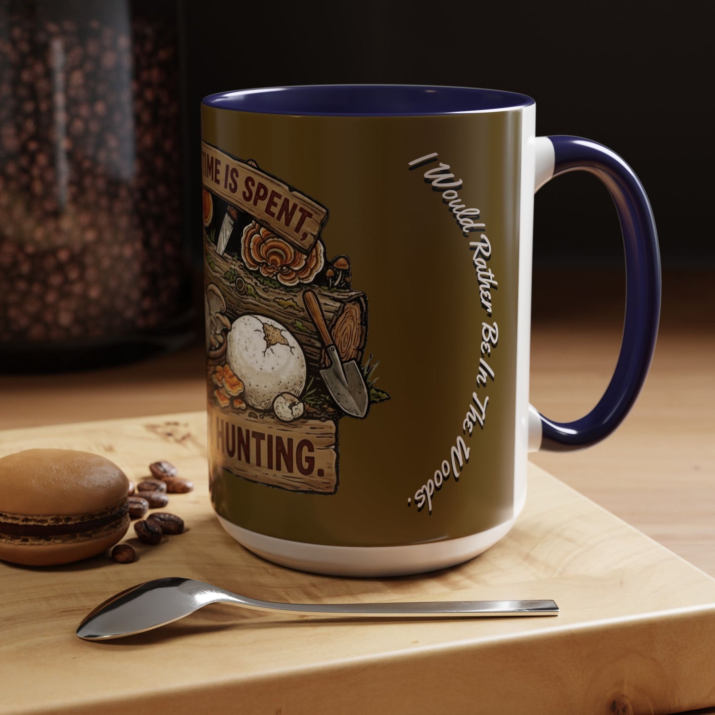 Mushroom Hunting Coffee Mug – "My Spore Time Is Spent" Rustic Forager Accent Mug