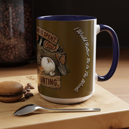 Mushroom Hunting Coffee Mug – "My Spore Time Is Spent" Rustic Forager Accent Mug