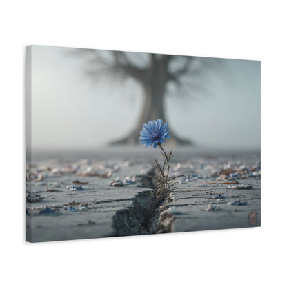 Resilience in Blue: Chicory Bloom, Desolate Landscape Photography--1aceswild.myshopify.com