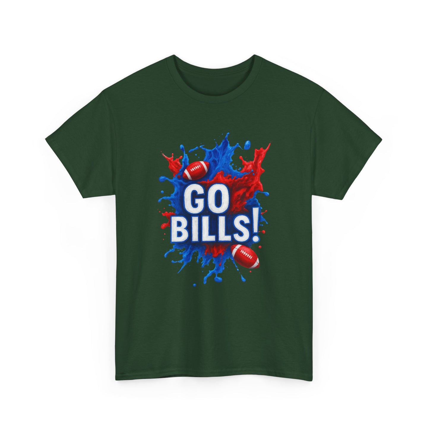 Go Bills -Cheerful Sports Tee - Go Bills! Unisex Heavy Cotton T-Shirt, Game Day Apparel, Football Fan Shirt, Spirit Wear, Gift for Sports Lovers