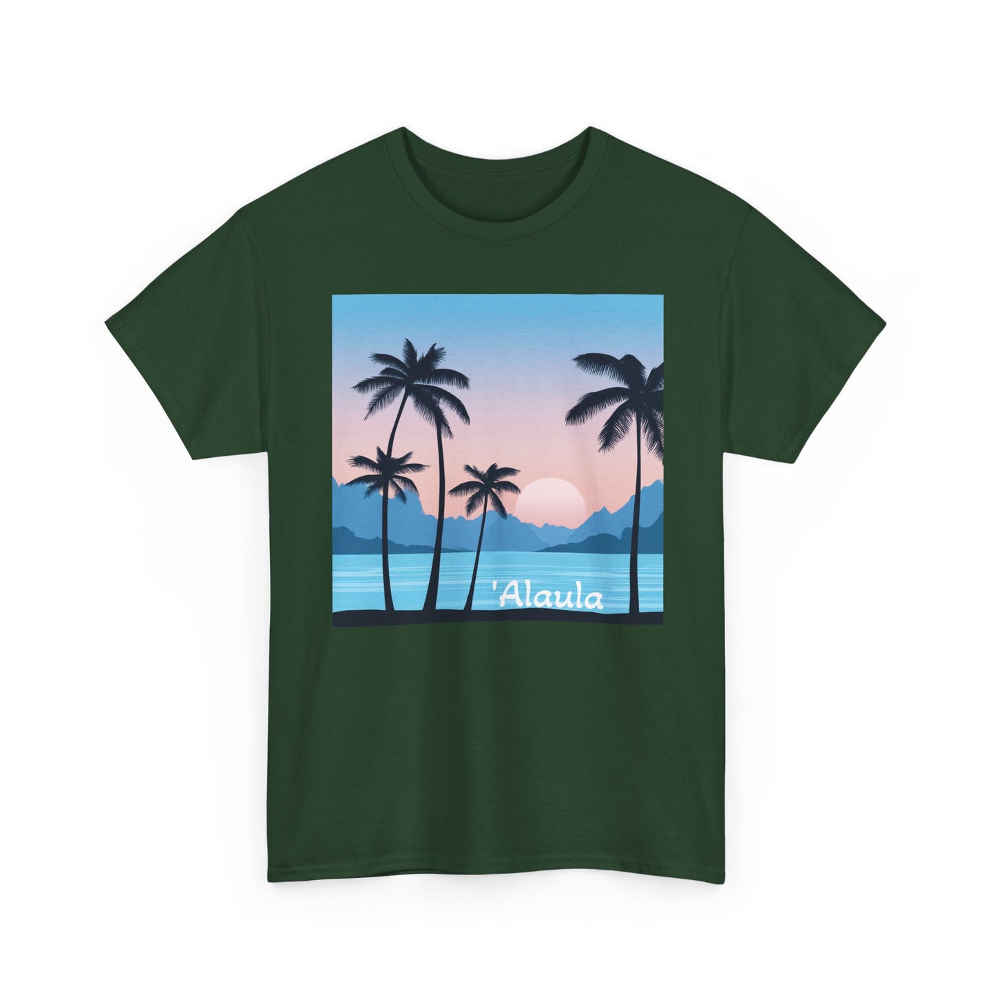 'Alaula Aloha Sunset Tee — Tropical Palm Beach Graphic T-Shirt