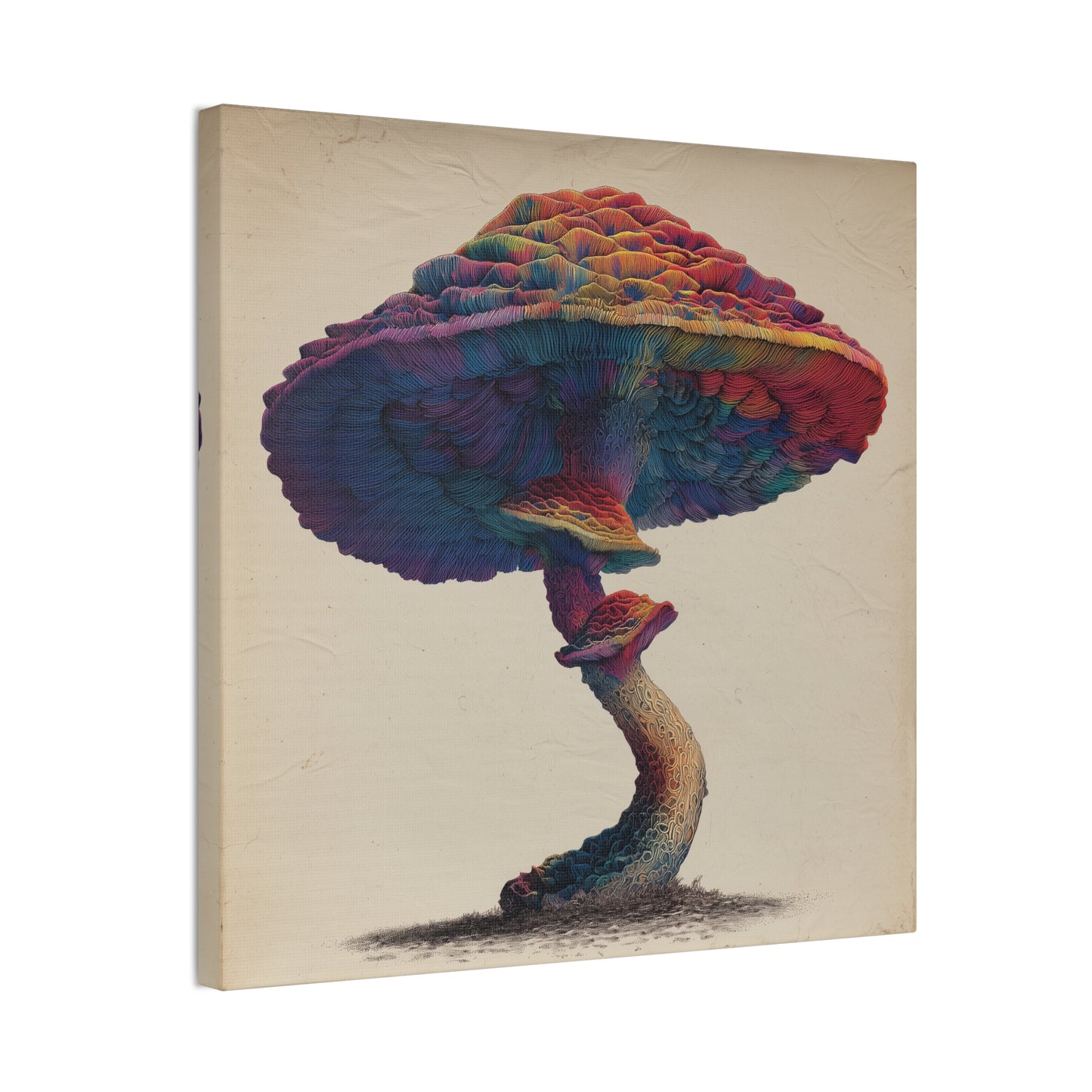 Feel the Rainbow -Mushroom Canvas Art, Stretched Wall Decor, Bohemian Home Decor, Psychedelic Wall Art, Nature-Inspired Art