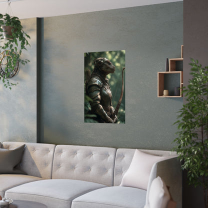 Fantasy Dragon Born Ranger Satin Paper Poster — Armored Dragon Born Ranger Wall Art