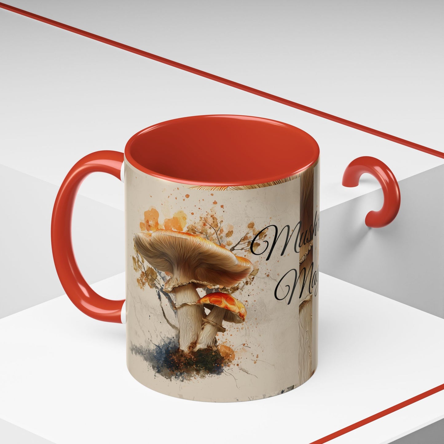 Mushroom Magic Accent Coffee Mug — 11/15oz Ceramic Cup with Woodland Fungi Design