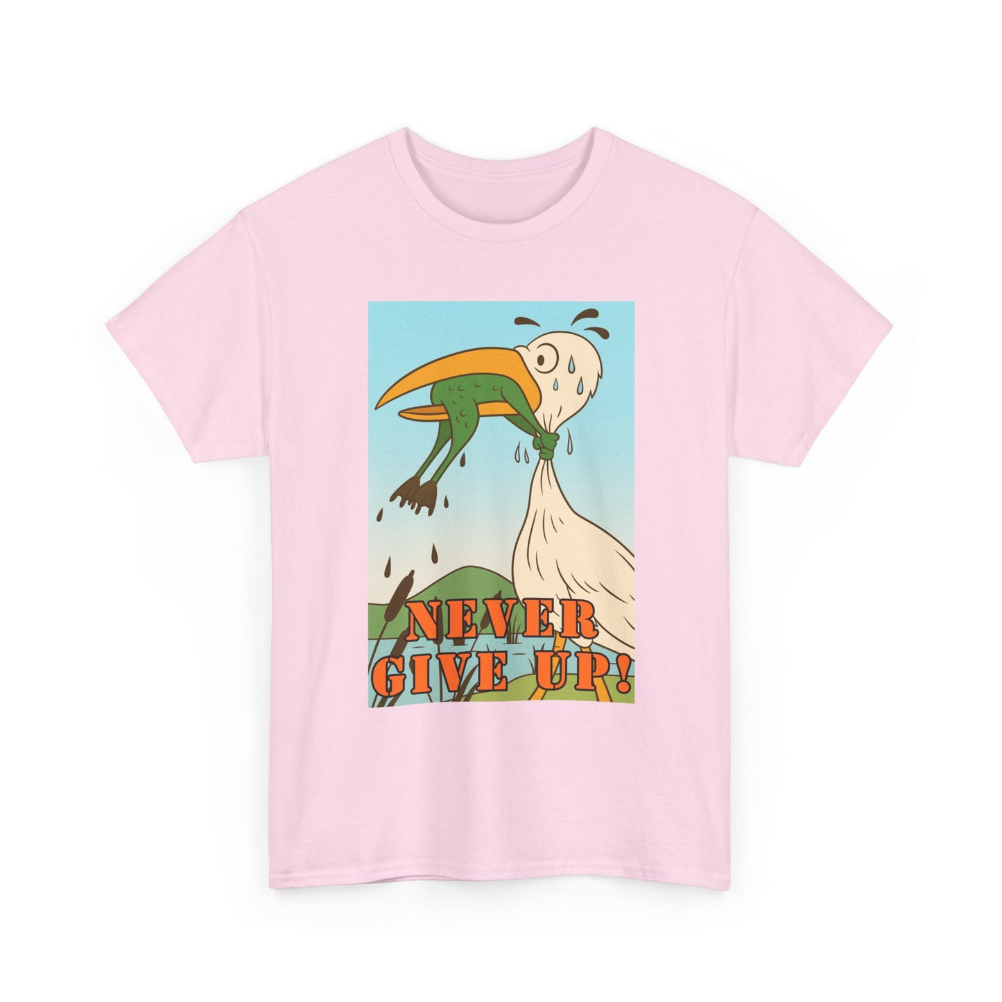 Never Give Up --Unisex Heavy Cotton Tee, Motivational T-Shirt, Supportive Apparel, Gift for Encouragement, Inspirational Wear