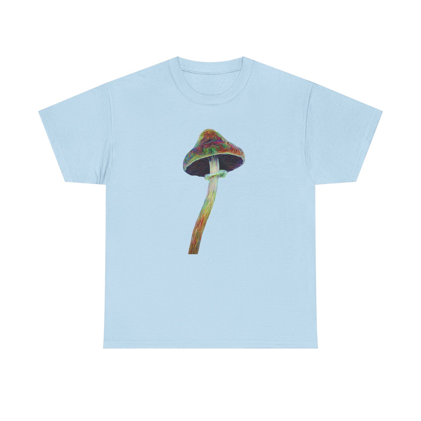 Colorful Psychedelic Mushroom2 - Tee, Unisex Heavy Cotton T-Shirt, Vibrant Graphic Shirt, Perfect for Festivals, Eco-friendly Gift, Casual Wear