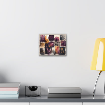 Golden Plum Series #2 -Floral Canvas Wall Art, Abstract Flowers Print, Home Decor, Living Room Artwork, Purple and Gold Wall Decor