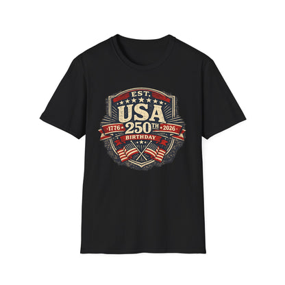 USA 250th Birthday T-Shirt — 1776-2026 Retro American Celebration Tee