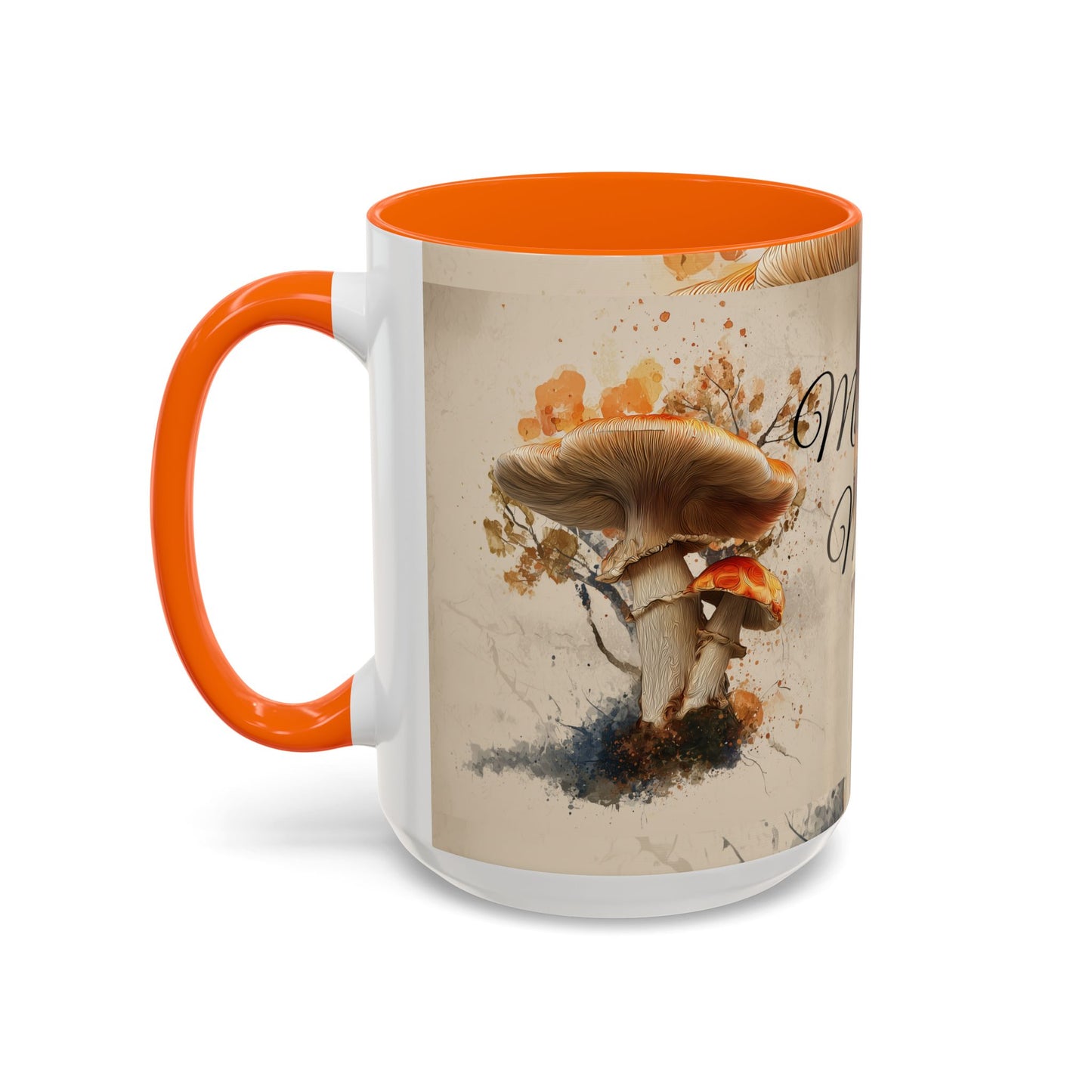 Mushroom Magic Accent Coffee Mug — 11/15oz Ceramic Cup with Woodland Fungi Design