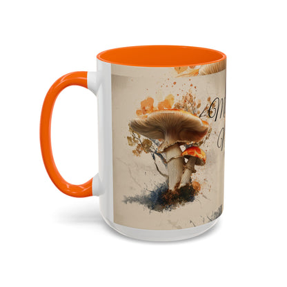 Mushroom Magic Accent Coffee Mug — 11/15oz Ceramic Cup with Woodland Fungi Design