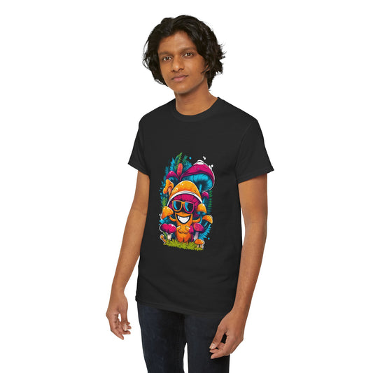 Mushroom Dude -Tee, Unisex Heavy Cotton T-Shirt, Vibrant Graphic Shirt, Perfect for Festivals, Eco-friendly Gift, Casual Wea