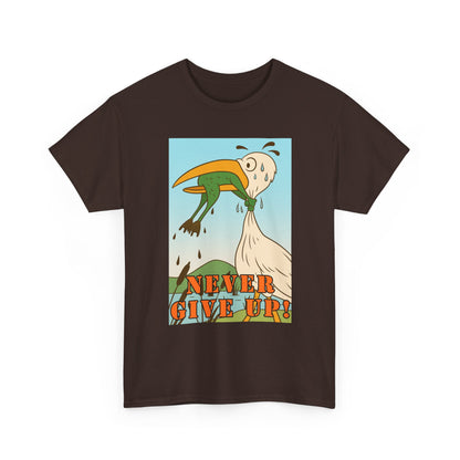 Never Give Up --Unisex Heavy Cotton Tee, Motivational T-Shirt, Supportive Apparel, Gift for Encouragement, Inspirational Wear