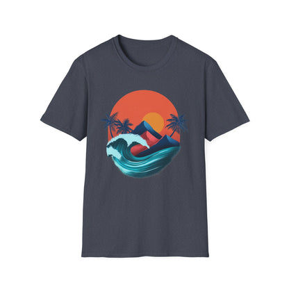 Surf Sunset Wave T-Shirt — Retro Palm Wave Beach Tee