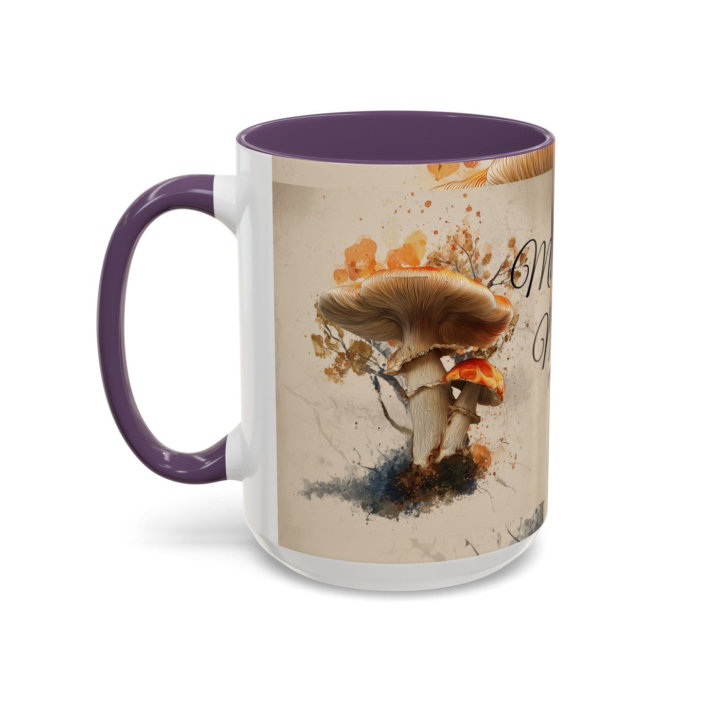 Mushroom Magic Accent Coffee Mug — 11/15oz Ceramic Cup with Woodland Fungi Design