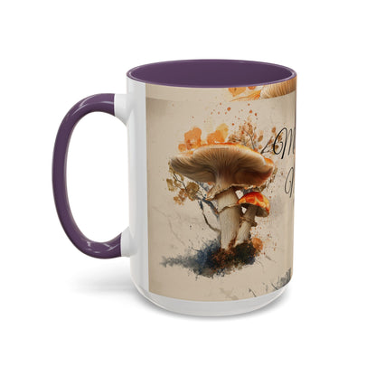 Mushroom Magic Accent Coffee Mug — 11/15oz Ceramic Cup with Woodland Fungi Design