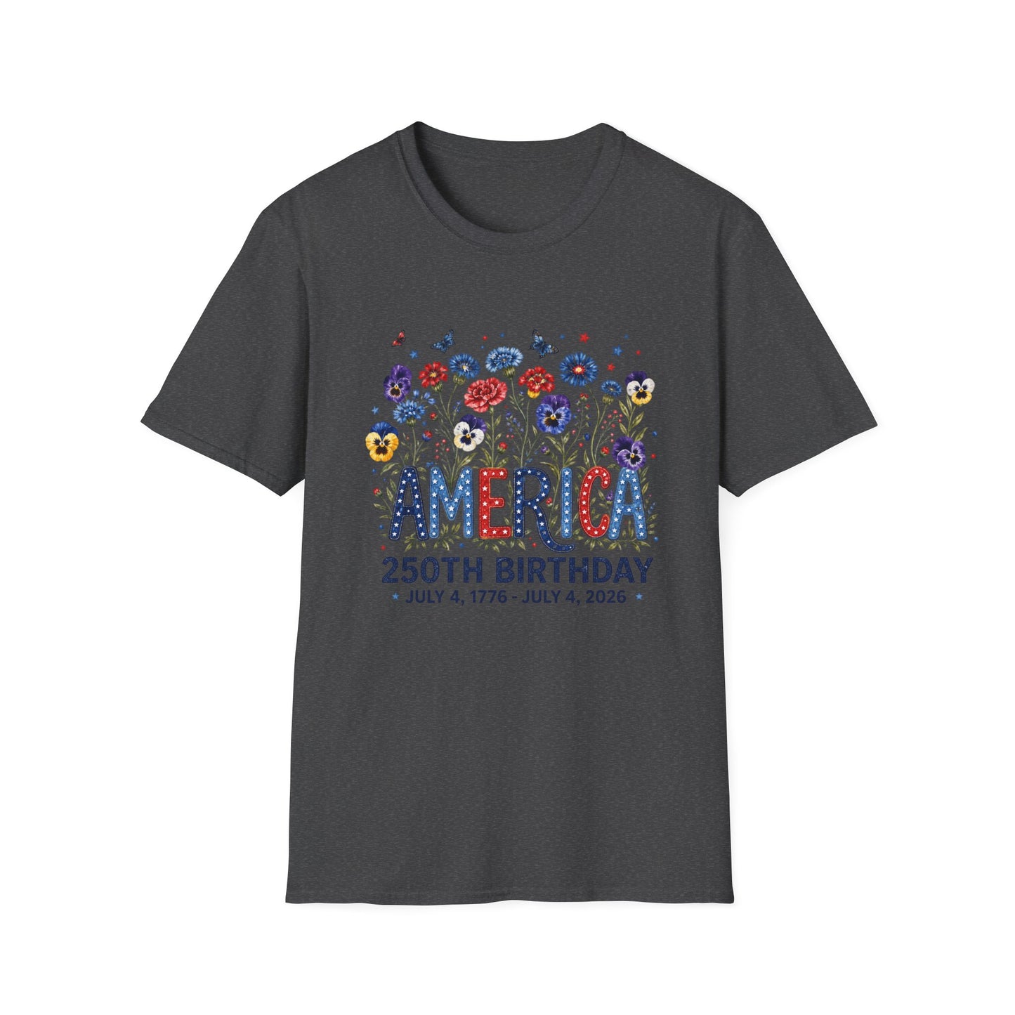 America 250th Birthday T-Shirt – July 4, 1776–2026 Patriotic Floral Tee